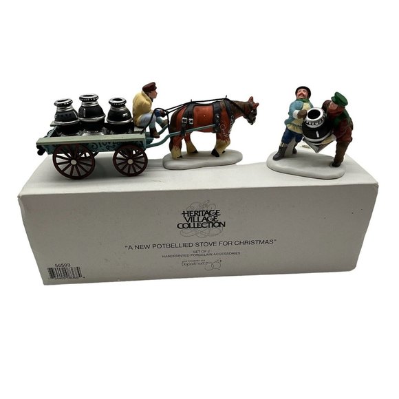 Retired Dept 56 Heritage Village - A New Potbellied Stove For Christmas #56593 - Picture 1 of 13